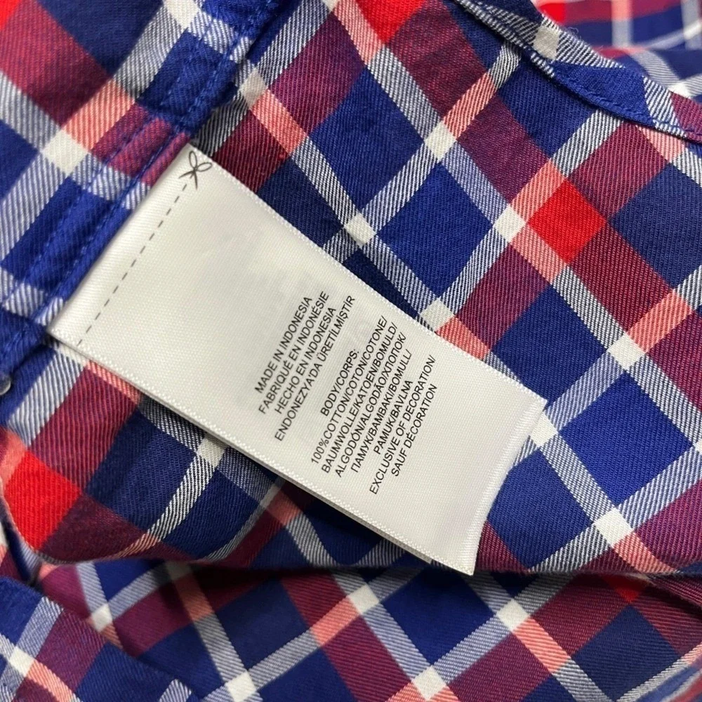 Ralph Lauren Boys XL Red White Blue Plaid Button Down Shirt Americana Preppy NEW
